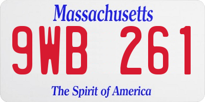 MA license plate 9WB261