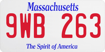 MA license plate 9WB263