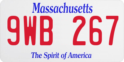 MA license plate 9WB267