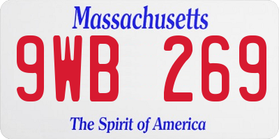 MA license plate 9WB269