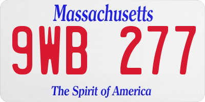 MA license plate 9WB277