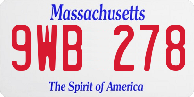 MA license plate 9WB278