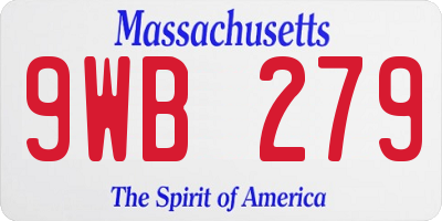 MA license plate 9WB279