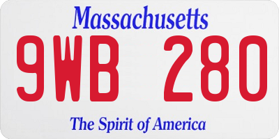 MA license plate 9WB280