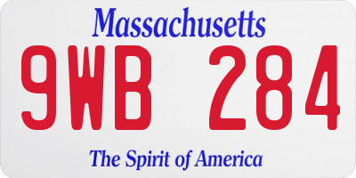 MA license plate 9WB284