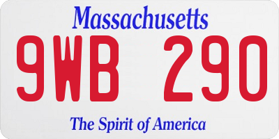 MA license plate 9WB290