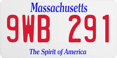 MA license plate 9WB291