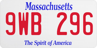 MA license plate 9WB296
