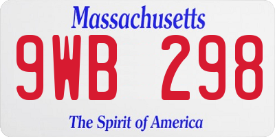 MA license plate 9WB298