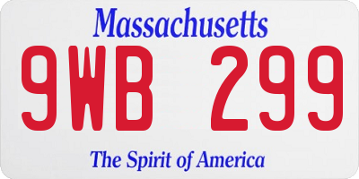 MA license plate 9WB299