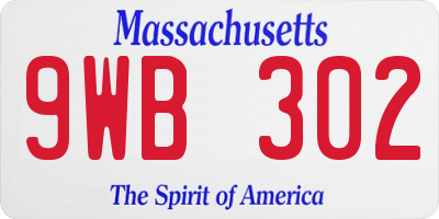 MA license plate 9WB302