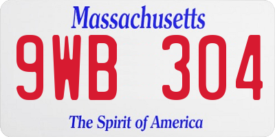 MA license plate 9WB304