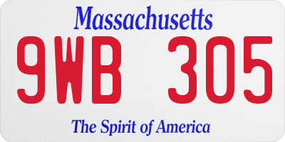 MA license plate 9WB305