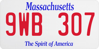 MA license plate 9WB307