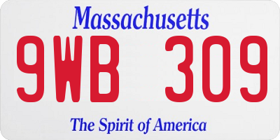 MA license plate 9WB309