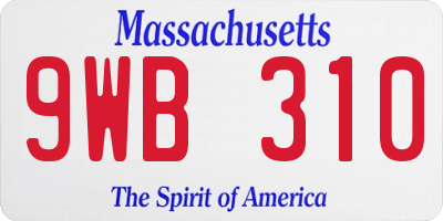 MA license plate 9WB310