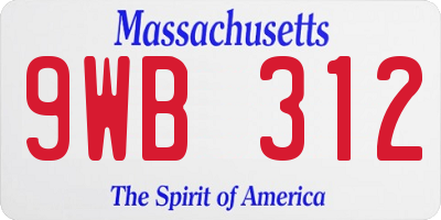 MA license plate 9WB312