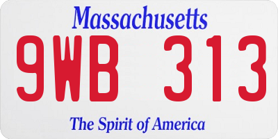 MA license plate 9WB313