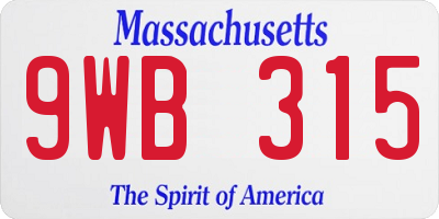 MA license plate 9WB315