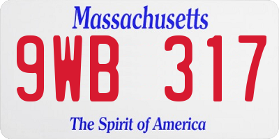 MA license plate 9WB317