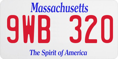 MA license plate 9WB320