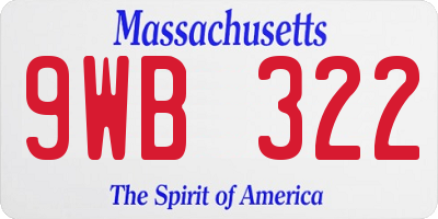 MA license plate 9WB322
