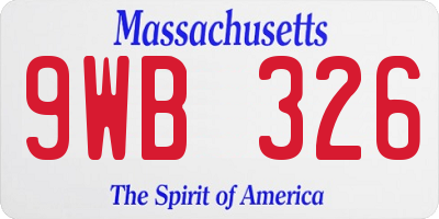 MA license plate 9WB326
