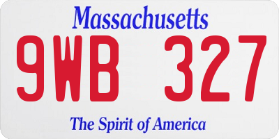 MA license plate 9WB327