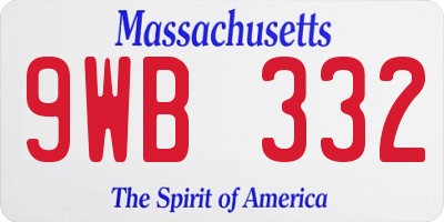 MA license plate 9WB332