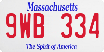 MA license plate 9WB334