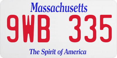 MA license plate 9WB335