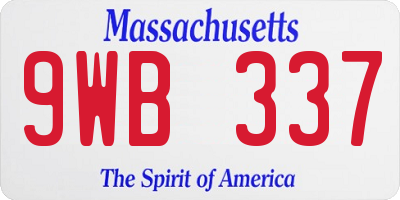 MA license plate 9WB337