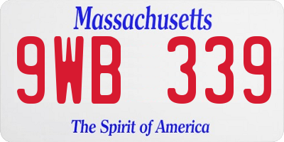 MA license plate 9WB339