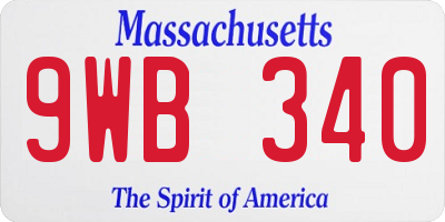 MA license plate 9WB340