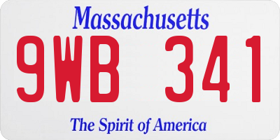 MA license plate 9WB341