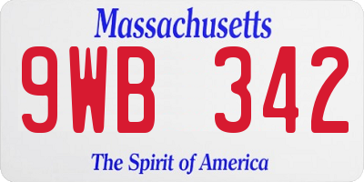 MA license plate 9WB342
