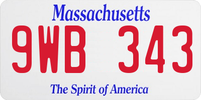 MA license plate 9WB343