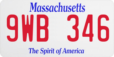 MA license plate 9WB346