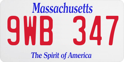 MA license plate 9WB347