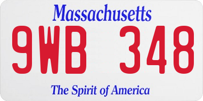 MA license plate 9WB348