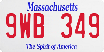 MA license plate 9WB349