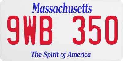 MA license plate 9WB350