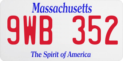 MA license plate 9WB352