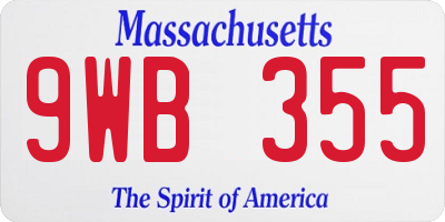 MA license plate 9WB355