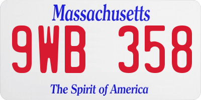 MA license plate 9WB358