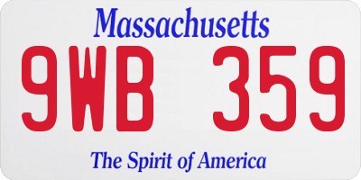MA license plate 9WB359