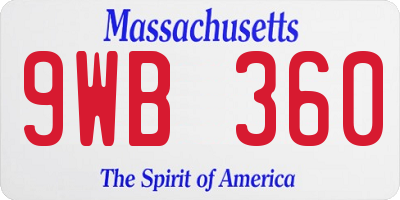 MA license plate 9WB360