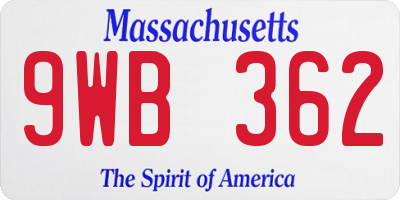 MA license plate 9WB362