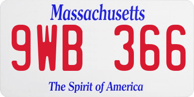 MA license plate 9WB366