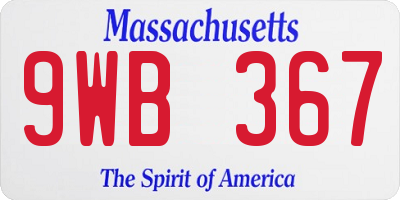 MA license plate 9WB367